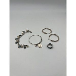 Sterling Silver Jewelry Collection 2" Hoop Earrings Charm Bracelets Topaz Ring